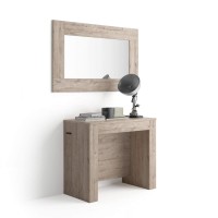 Mobili Fiver, Easy, Extendable Console Table With Extension Leaves Holder, Oak, Made In Italy