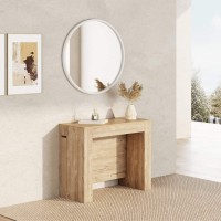 Mobili Fiver, Easy, Extendable Console Table With Extension Leaves Holder, Oak, Made In Italy