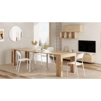 Mobili Fiver, Easy, Extendable Console Table With Extension Leaves Holder, Oak, Made In Italy