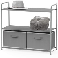 Simple Houseware 3Tier Closet Storage With 2 Drawers Grey