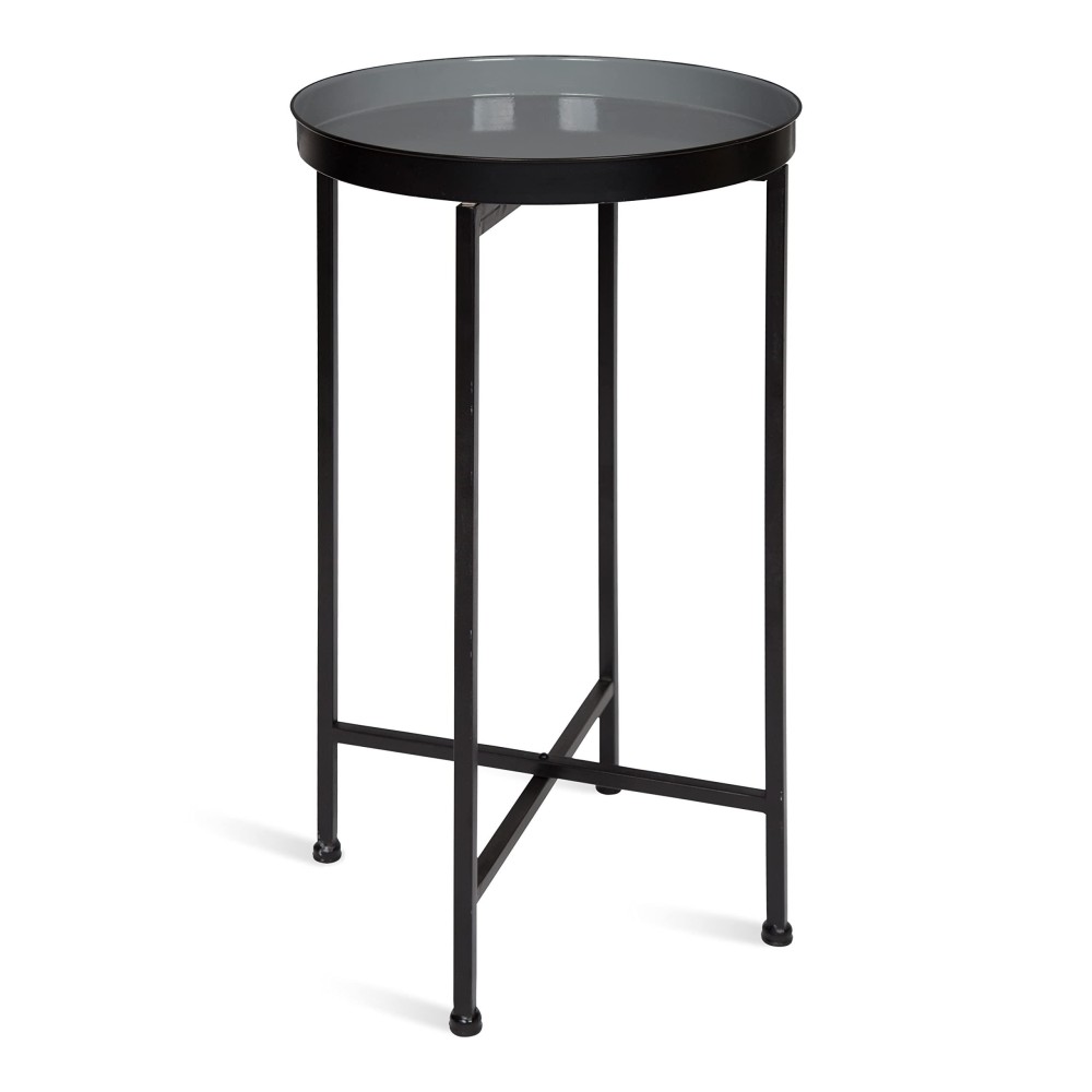 Kate And Laurel Celia Round Foldable Tray Accent Table, 14