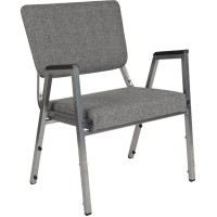 Hercules Series 1500 Lb. Rated Gray Antimicrobial Fabric Bariatric Medical Reception Arm Chair With 3/4 Panel Back