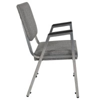 Hercules Series 1500 Lb. Rated Gray Antimicrobial Fabric Bariatric Medical Reception Arm Chair With 3/4 Panel Back