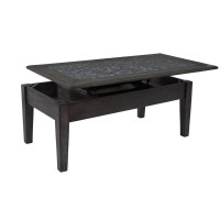 Benjara Benzara Stone Marble Coffee Table With Lift Top Mechanism, Brown,