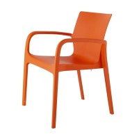 Lagoon Alissa 7050 Plastic Chair With Armrest For Dining Room, 4 Pieces Orange