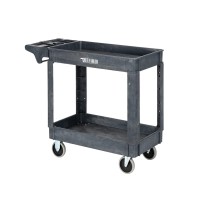 Tuffiom Plastic Service Utility Cart With Wheels,550Lbs Capacity,Heavy Duty Tub Storage Cart W/Deep Shelves, Multipurpose Rolling 2-Tier Mobile Storage Organizer, For Warehouse Garage Industrial Cart