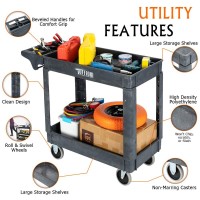 Tuffiom Plastic Service Utility Cart With Wheels,550Lbs Capacity,Heavy Duty Tub Storage Cart W/Deep Shelves, Multipurpose Rolling 2-Tier Mobile Storage Organizer, For Warehouse Garage Industrial Cart