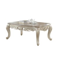 Acme Gorsedd Coffee Table In Marble And Antique White
