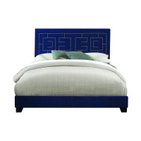 AcME Ishiko III Queen Bed in Dark Blue Velvet 21640QD0102H7c9J8