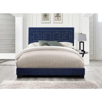 AcME Ishiko III Queen Bed in Dark Blue Velvet 21640QD0102H7c9J8