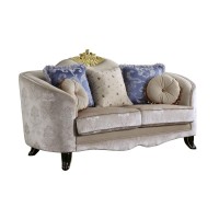 Acme Sheridan Loveseat With 5 Pillows In Cream Fabric
