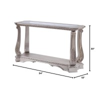 Acme Northville Rectangular Glass Top Wooden Sofa Table in Silver and Clear