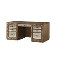 Acme Orianne Computer Desk And Hutch In Antique Gold