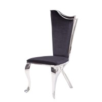 Acme Cyrene Side Chair (Set Of 2) In Fabric And Stainless Steel