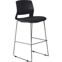 Lorell Arctic Series Bar Stool Black Fabric Foam Seat Black Back 2 Carton