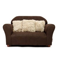 Keet Plush Childrens Sofa With Accent Pillows, Brown And Khaki