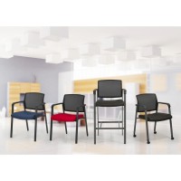 Lorell Stackable Chair Mesh BackFabric Seat Kit Black Fabric 1 Each