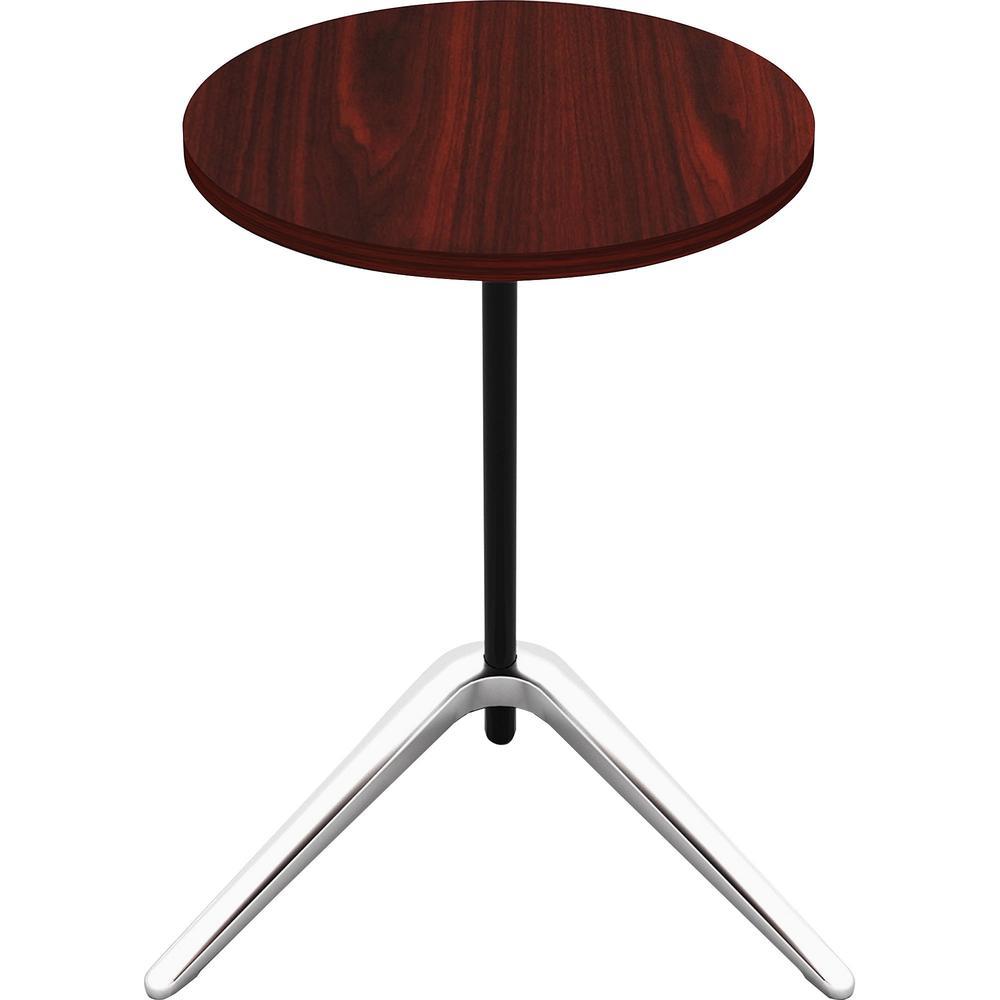 Lorell Guest Area Round Top Accent Table Mahogany Round Top Polished Aluminum Base 1575 Table Top Length x 1575 Table