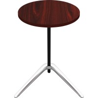 Lorell Guest Area Round Top Accent Table Mahogany Round Top Polished Aluminum Base 1575 Table Top Length x 1575 Table