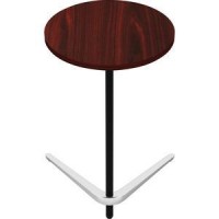 Lorell Guest Area Round Top Accent Table Mahogany Round Top Polished Aluminum Base 1575 Table Top Length x 1575 Table