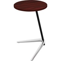 Lorell Guest Area Round Top Accent Table Mahogany Round Top Polished Aluminum Base 1575 Table Top Length x 1575 Table