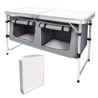 Camp Field Camping Folding Aluminum Table With Adjustable Legs For Outdoor Travel Beach, Backyards, Bbq, Party And Picnic Foldable Table, White