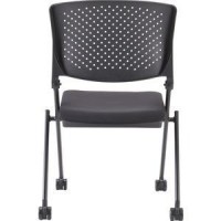 Lorell Nesting Folding Chair Black Fabric Seat Black Plastic Back Metal Frame 2 Carton