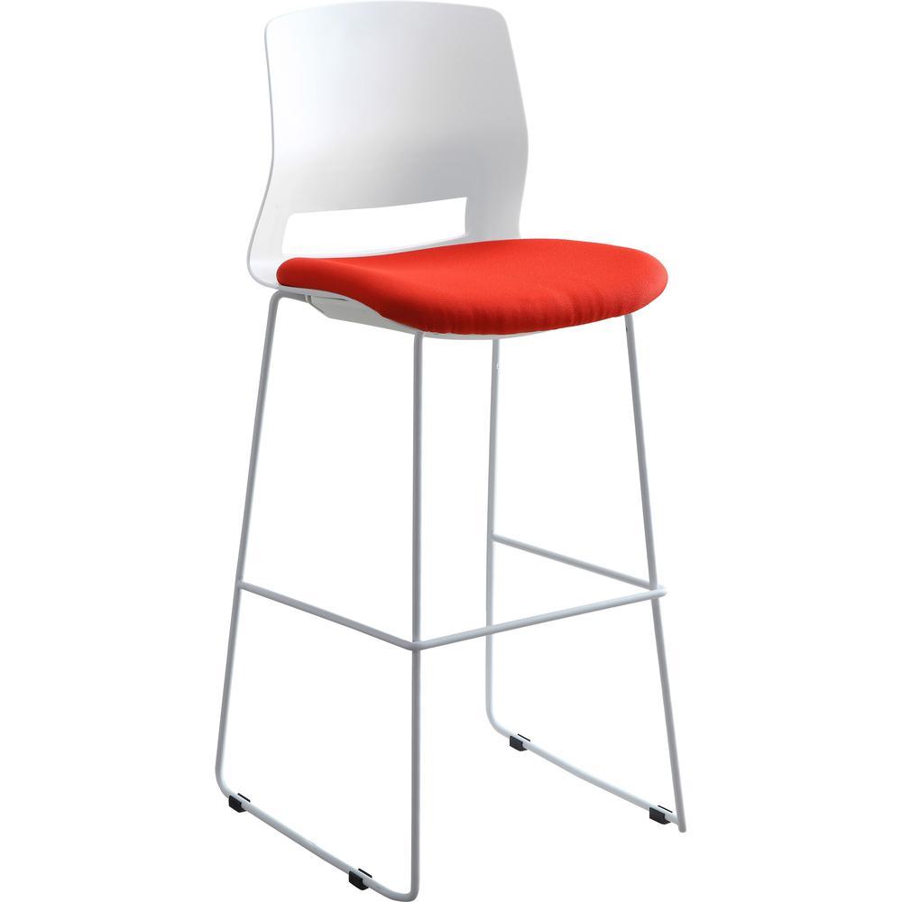 Lorell Arctic Series Bar Stool Red Fabric Foam Seat White Back 2 Carton