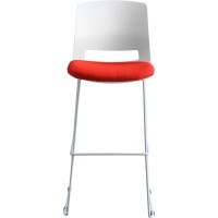 Lorell Arctic Series Bar Stool Red Fabric Foam Seat White Back 2 Carton