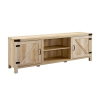 Walker Edison Georgetown Modern Farmhouse Double Barn Door TV Stand for TVs up to 80 Inches, 70 Inch, White Oak, Without Fireplace