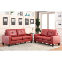 Homeroots Linen Fabric, Wood Frame, 71 Red Pu Platinum Sofa And Loveseat