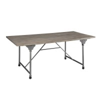 Homeroots Furniture Dining Table In Gray Oak And Sandy Gray - Ash Wood Veneer, Mdf, Steel (318918)