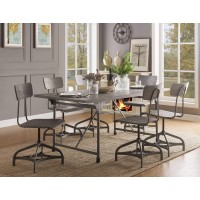 Homeroots Furniture Dining Table In Gray Oak And Sandy Gray - Ash Wood Veneer, Mdf, Steel (318918)