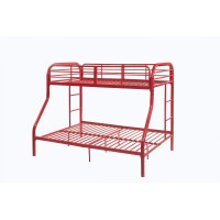 Homeroots Metal Twin/Full Bunk Bed - Red