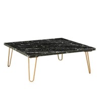 Homeroots Marble, Plywood, Metal 40 X 40 X 15 Marble And Gold Coffee Table