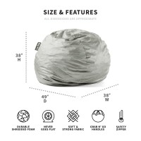 Big Joe Fuf Large Foam Filled Bean Bag Chair With Removable Cover, Fog Lenox, 4Ft Big