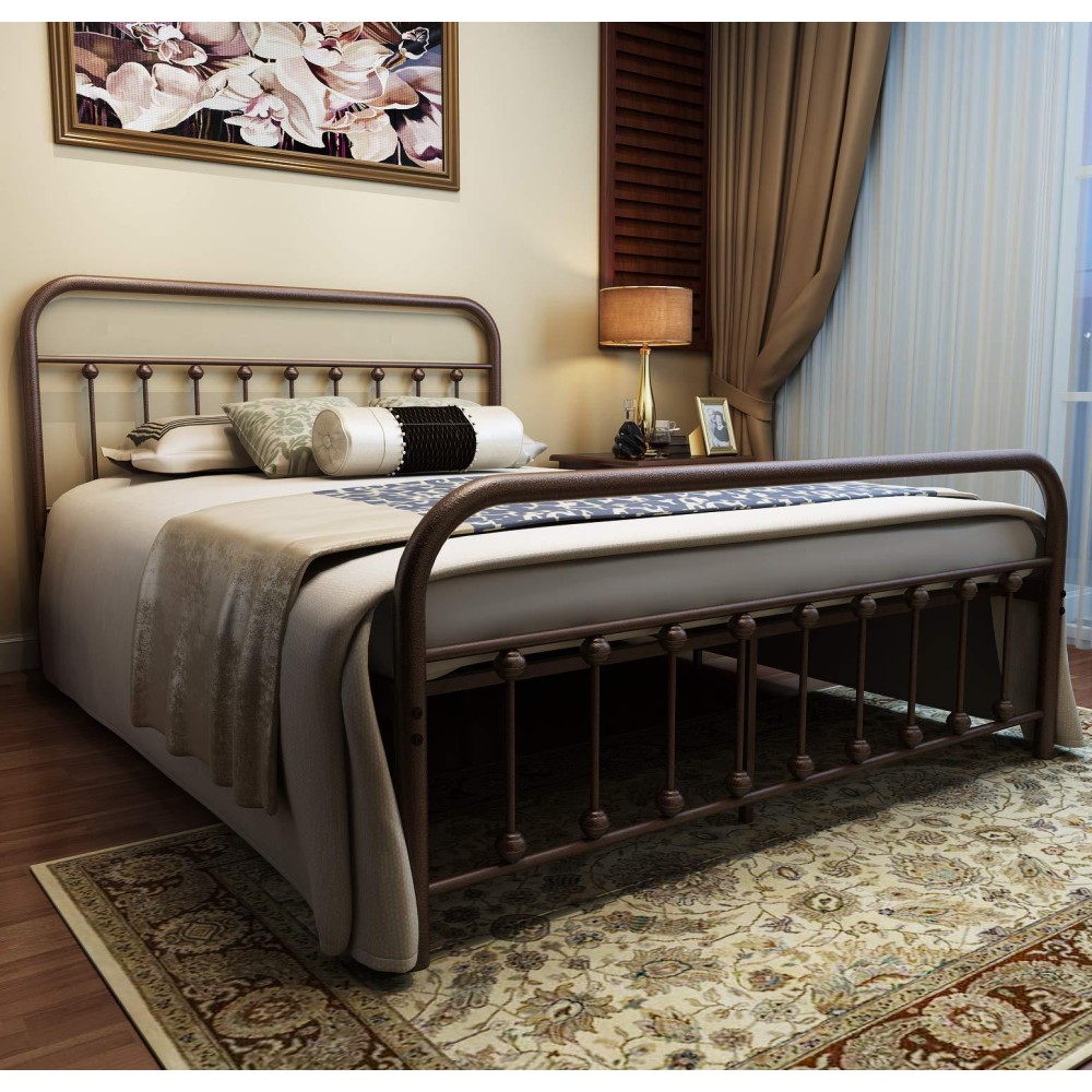 Nachtimoor Metal Bed Frame Queen Size Headboard And Footboard The Country Style Ironart Double Bed The Metal Structure Antique