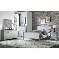 Acme Louis Philippe Wooden Twin Sleigh Bed In Platinum White