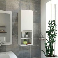 Tuhome Mila Auxiliary Bathroom Cabinet Two Internal Shelves Two External Shelves Onedoor Cabinet White For Bathroom