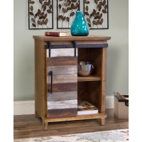 Antique Barn Door Wood Pantry with Four Drawers and Two Shelves