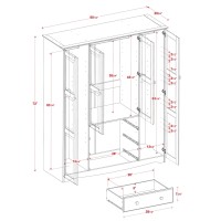 Palace Imports 100% Solid Wood Family Wardrobe Closet/Armoire, Mocha, 3 Clothing Rods Included, 60.25 w x 72 h x 20.75 d, Renewable Eco-Friendly Wood, Made in Brazil