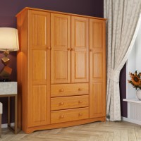 Palace Imports 100% Solid Wood Family Wardrobe Closet/Armoire, Mocha, 3 Clothing Rods Included, 60.25 w x 72 h x 20.75 d, Renewable Eco-Friendly Wood, Made in Brazil