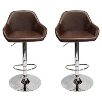 Best Master Furniture Henri Vintage Brown Adjustable Bar Stool,Set Of 2,