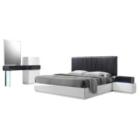 Best Master Modern 5Piece Eastern King Platform Bedroom Set in WhiteBlack