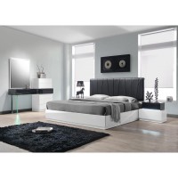 Best Master Modern 5Piece Eastern King Platform Bedroom Set in WhiteBlack