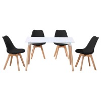 Best Master Mirage Modern 5Piece Solid Wood Dining Set in Black