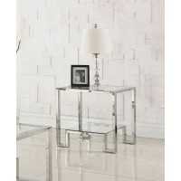 Best Master Furniture Glacier Point GlassStainless Steel End Table in Silver