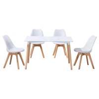 Best Master Mirage Modern 5Piece Solid Wood Dining Set in White