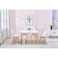 Best Master Mirage Modern 5Piece Solid Wood Dining Set in White