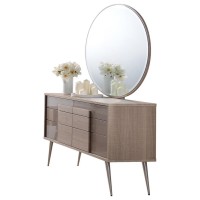 Brazil Midcentury Modern Taupe Bronze Dresser and Mirror